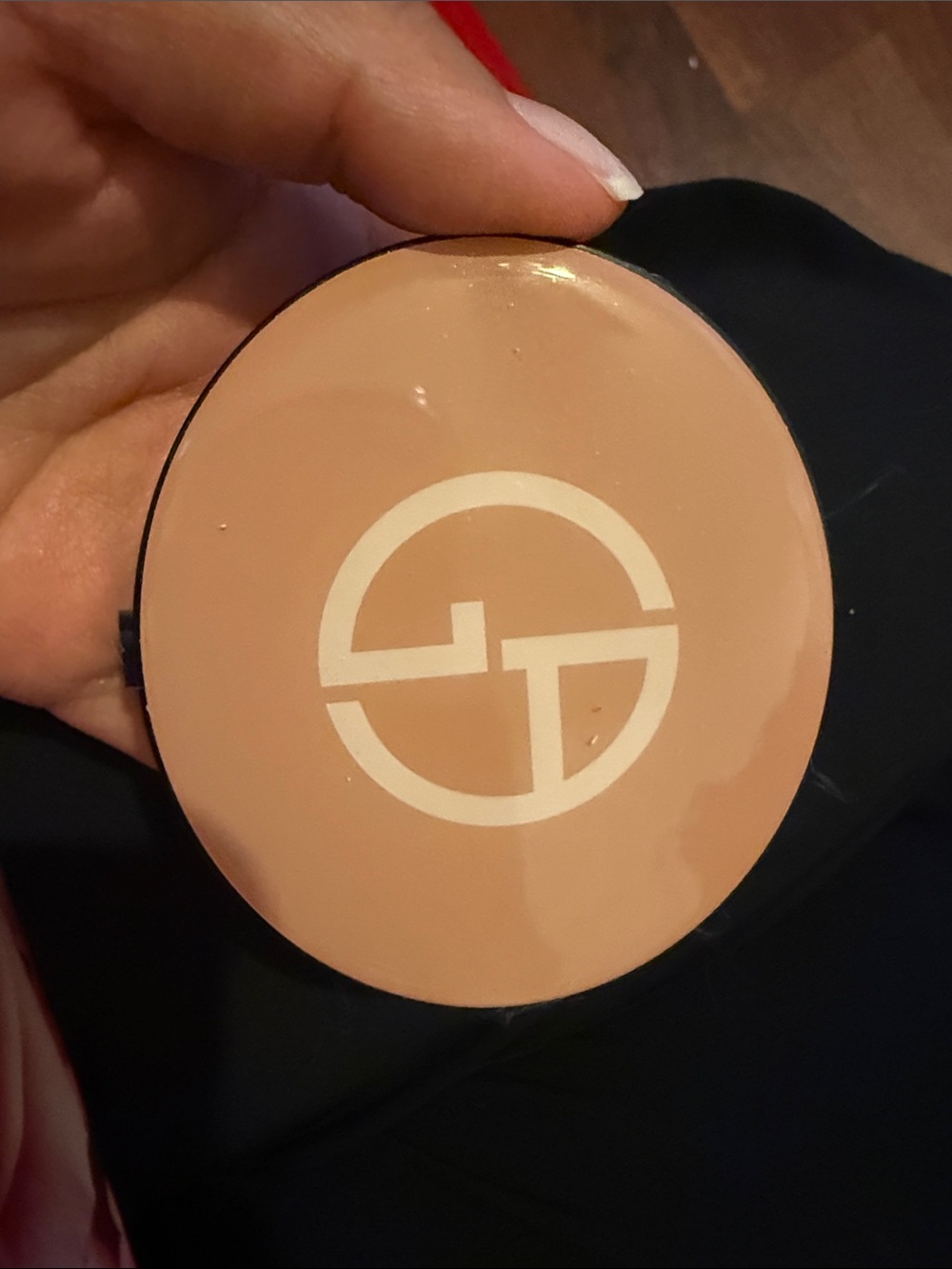 Giorgio Armani Pressed Powder Compact — Nude Beige with White Logo